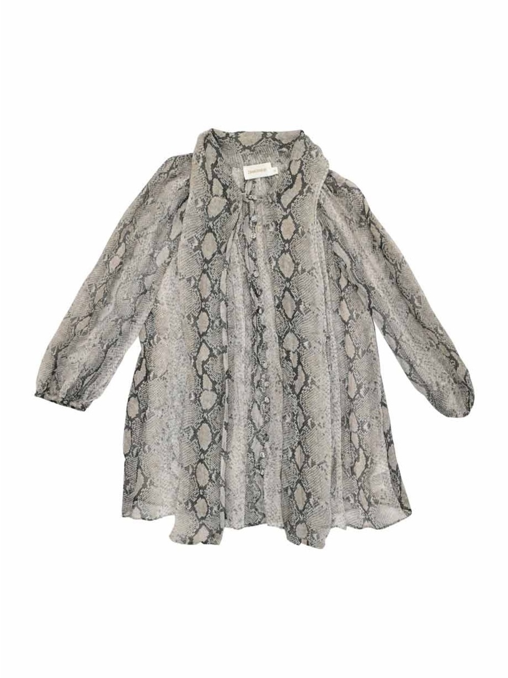 Zimmermann silk snake print blouse ruffles SZ 1